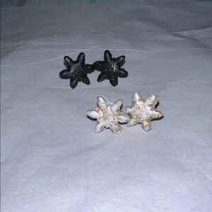 Homemade Clay Snowflake Earrings Set